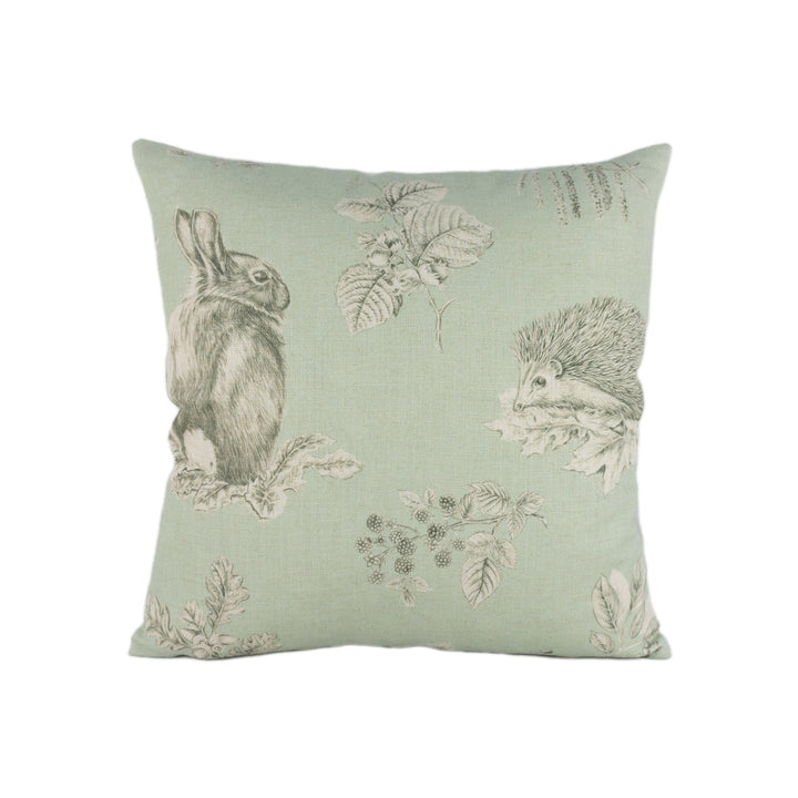 Sanderson - Squirrel &amp; Hedgehog - Seaspray / Charcoal - Stunning Designer Cushion Cover Home Décor Throw Pillow.