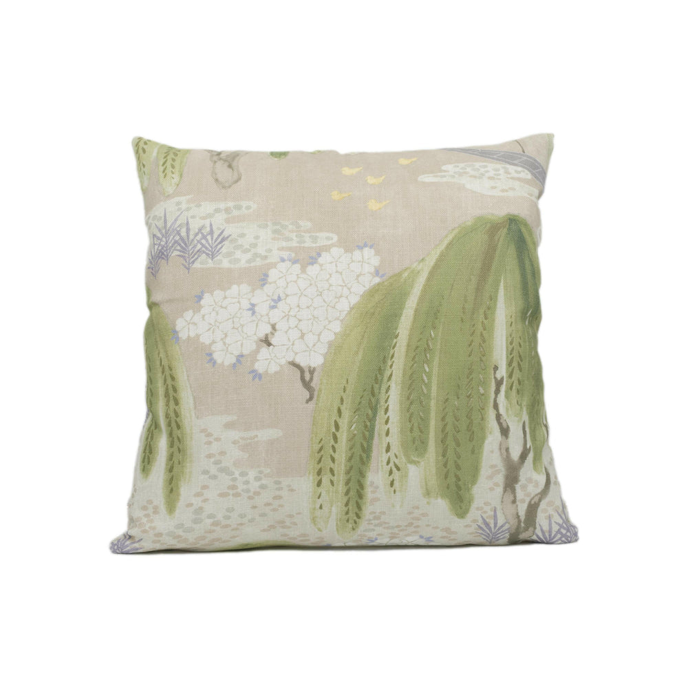 Anna French x Thibaut - Willow Tree - Beige - Symbolic Spiritual Japanese Willow Tree Designer Cushion Cover - Luxury Throw Pillow Handmade.