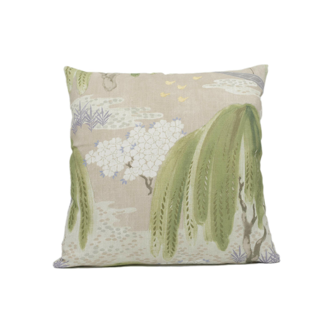 Anna French x Thibaut - Willow Tree - Beige - Symbolic Spiritual Japanese Willow Tree Designer Cushion Cover - Luxury Throw Pillow Handmade.