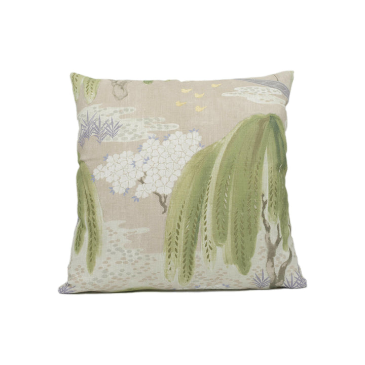 Anna French x Thibaut - Willow Tree - Beige - Symbolic Spiritual Japanese Willow Tree Designer Cushion Cover - Luxury Throw Pillow Handmade.