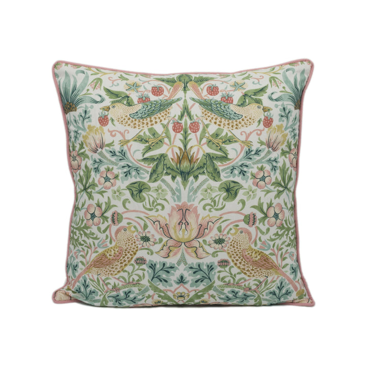 William Morris - Simply Strawberry Thief - Cochineal / Willow - Iconic Morris Bird Designer Cushion Cover - Handmade Home Decor - Luxury.