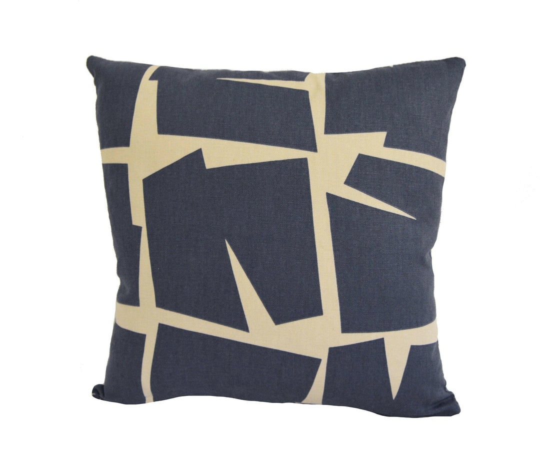 Scion - Moqui - Indigo - Abstract Stone Geometric Cushion Cover - Handmade Throw Pillow - Designer Home Decor - Scatter Pillow Cover.
