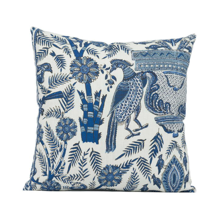 Anna French x Thibaut - Blue and White - Exotic Indienne Inspired Cushion Cover - Handmade Throw Pillow - Designer Home Décor.