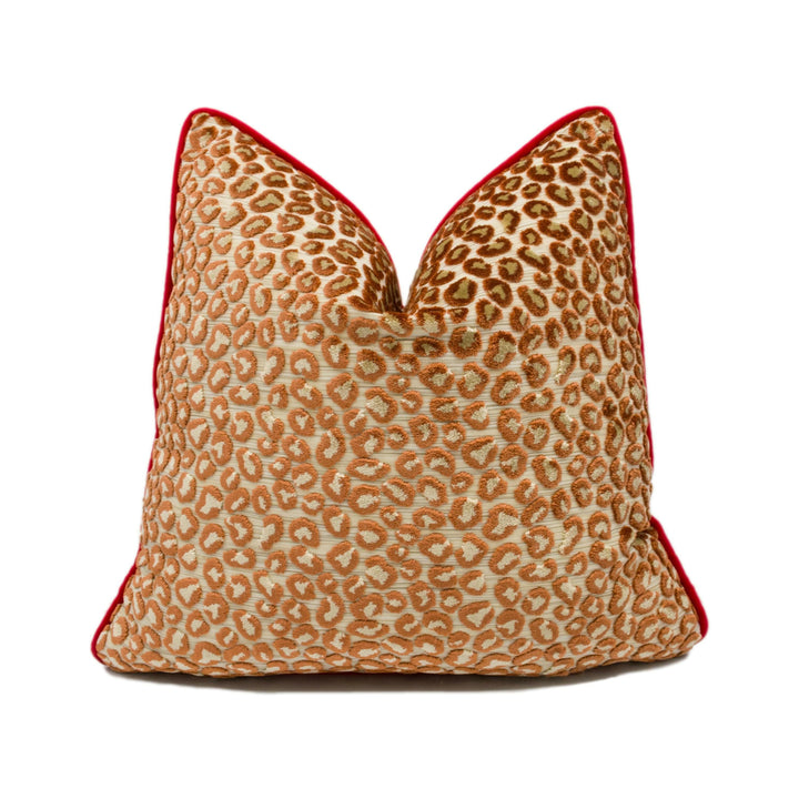 Colefax and Fowler - Wilde - Russet - Glamourous Animal Print Velvet Designer Cushion Cover - Handmade Throw Pillow Luxury Home Décor.