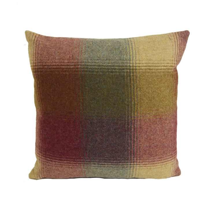 Abraham Moon - Kilnsey - Rhodolite - 100% Wool Cushion Cover - Designer Plaid Pillow Cover - Handmade Custom Abraham Moon Pillow.