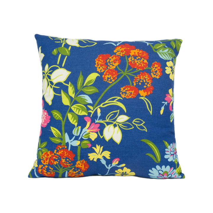 Thibaut - Spring Garden - Navy - Bright Colourful Floral Cushion Cover - Handmade Throw Pillow Designer Home Décor.