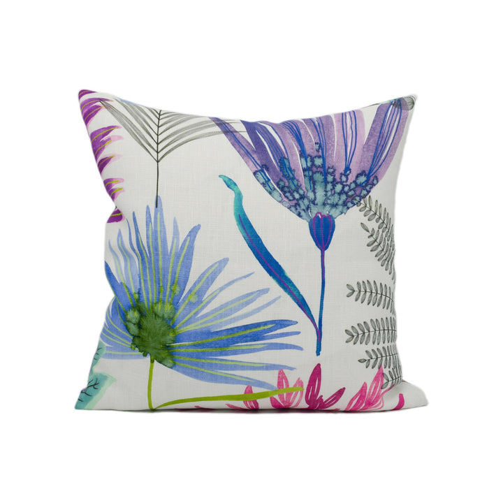 Harlequin - Yasuni - Cerise / Lagoon - Bright Colourful Painterly Foliage Floral Cushion Cover - Handmade Throw Pillow - Designer Home Décor.