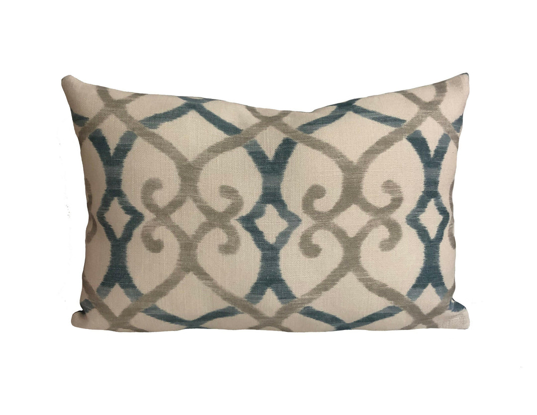 Jane Churchill - Colefax and Fowler - Silwood - Blue - Striking Trellis Print Cushion Cover - Handmade Throw Pillow Designer Home Decor.