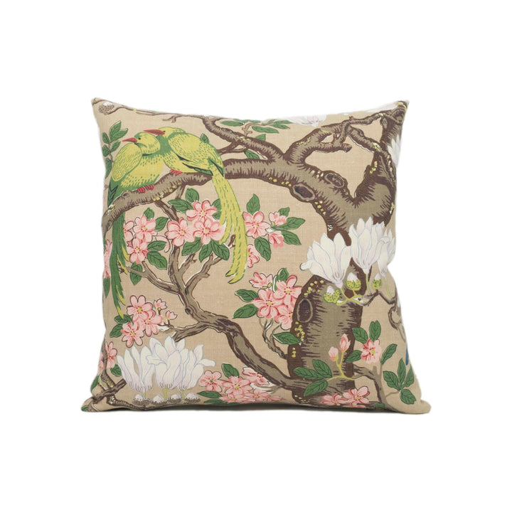 GP & J Baker - Rockbird Signature - Multi - Exotic Magnolia Tree Pheasant Cushion Cover Handmade Throw Pillow Designer Home Décor.