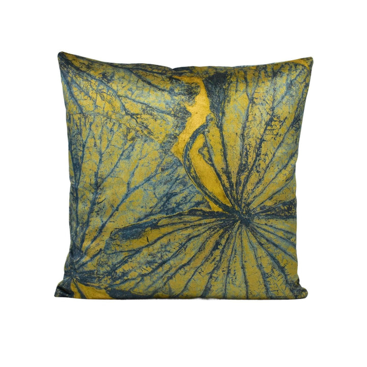 Zoffany - Taisho - Tigers Eye - Lavish Lotus Leaf Velvet Designer Cushion Cover - Luxury Modern Throw Pillow - Handmade High End Home Decor.
