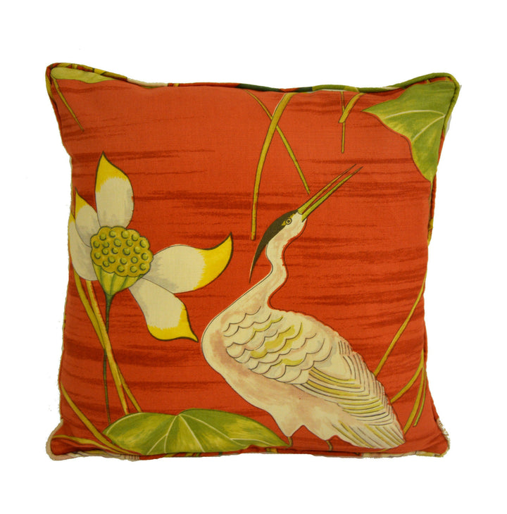 Sanderson - Heronsford - Coral / Yellow - Cushion Cover Throw Pillow Designer Home Decor.
