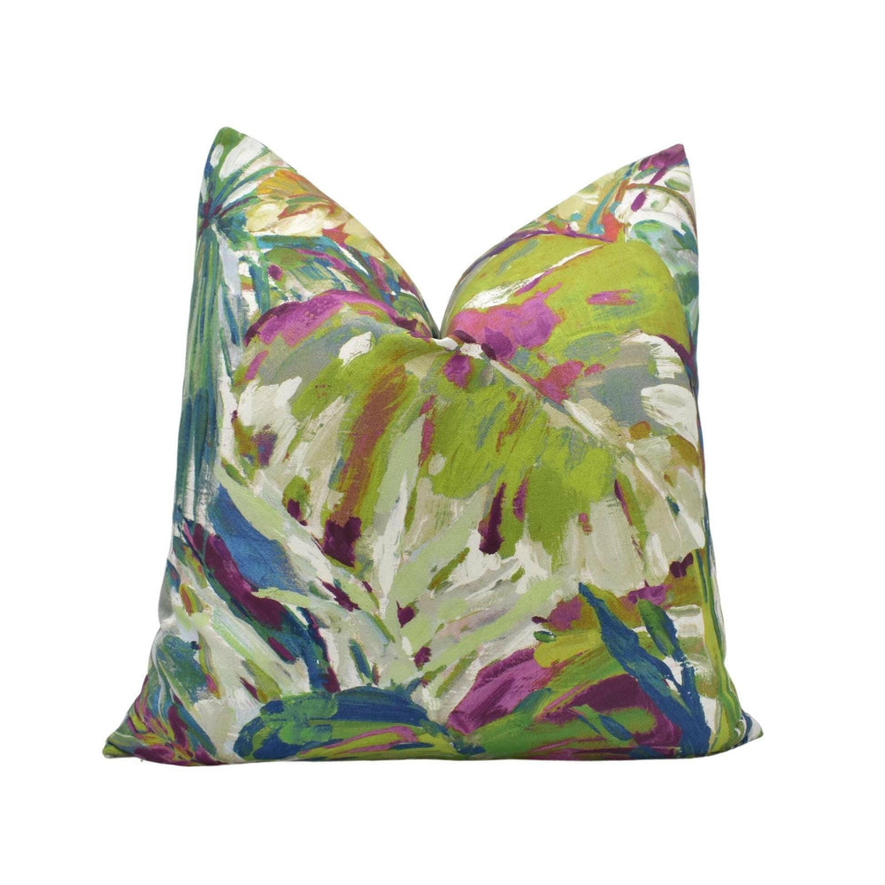 Prestigious - Palmyra - Jewel - Tropical Jungle Plant Designer Cushion - Colourful Monstera Botanical Pillow Cover - Arty Dopamine Decor.