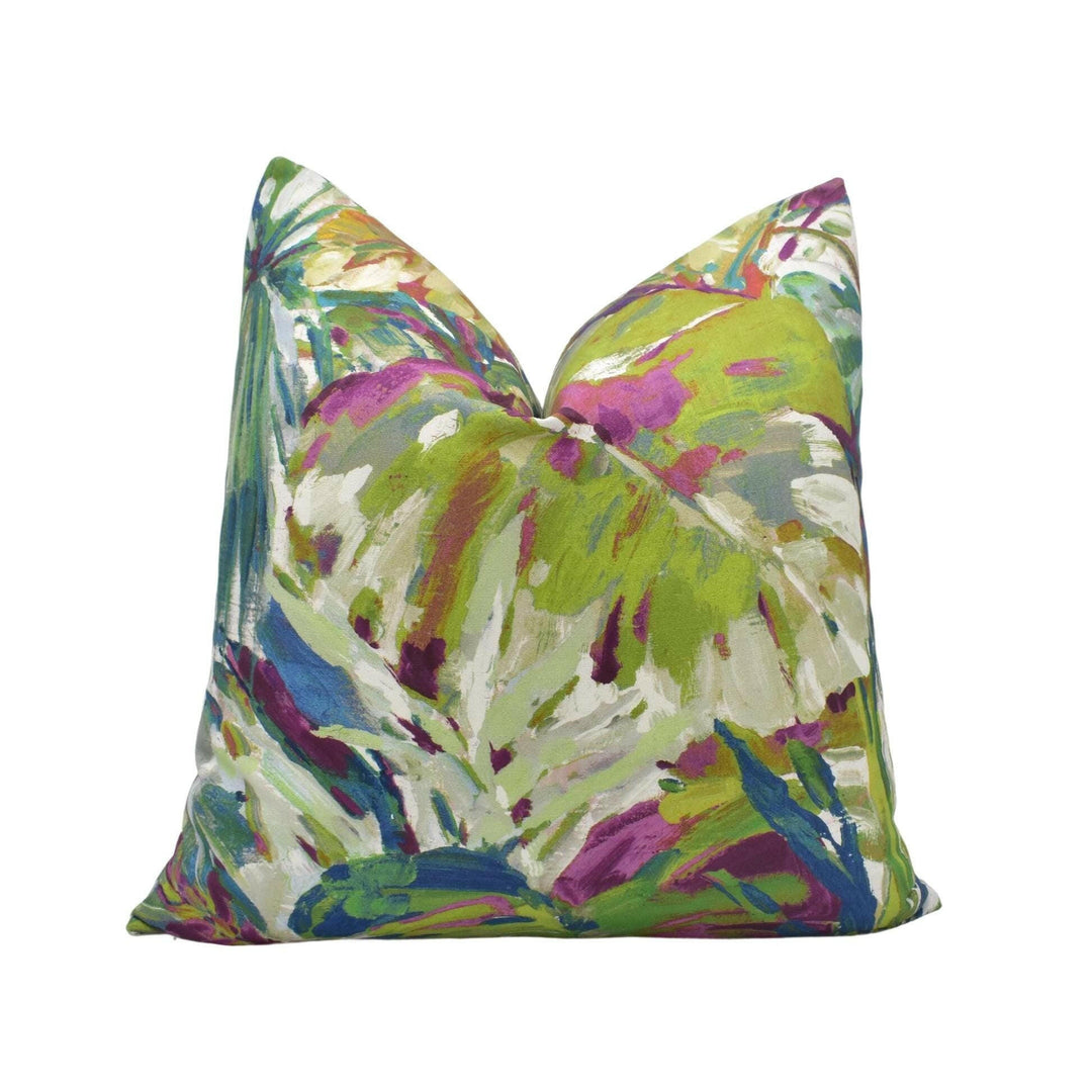 Prestigious - Palmyra - Jewel - Tropical Jungle Plant Designer Cushion - Colourful Monstera Botanical Pillow Cover - Arty Dopamine Decor.