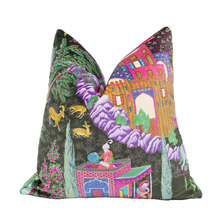 Manuel Canovas - Leyla Velours - Brun - Vibrant Cluttercore Maximalist Velvet Designer Cushion Cover - Bohemian Throw Pillow - Handmade Home.