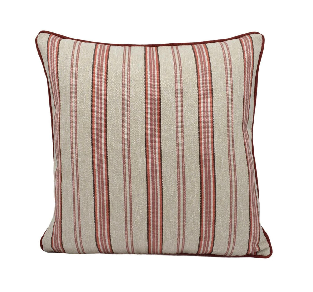 Clarke & Clarke - Listra - Spice - Contemporary Striped Designer Cushion Cover - Intricate Herringbone Weave Pillow Cover - Red Stripe Cover.
