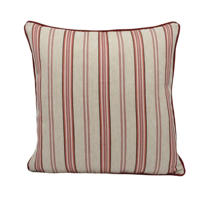 Clarke & Clarke - Listra - Spice - Contemporary Striped Designer Cushion Cover - Intricate Herringbone Weave Pillow Cover - Red Stripe Cover.