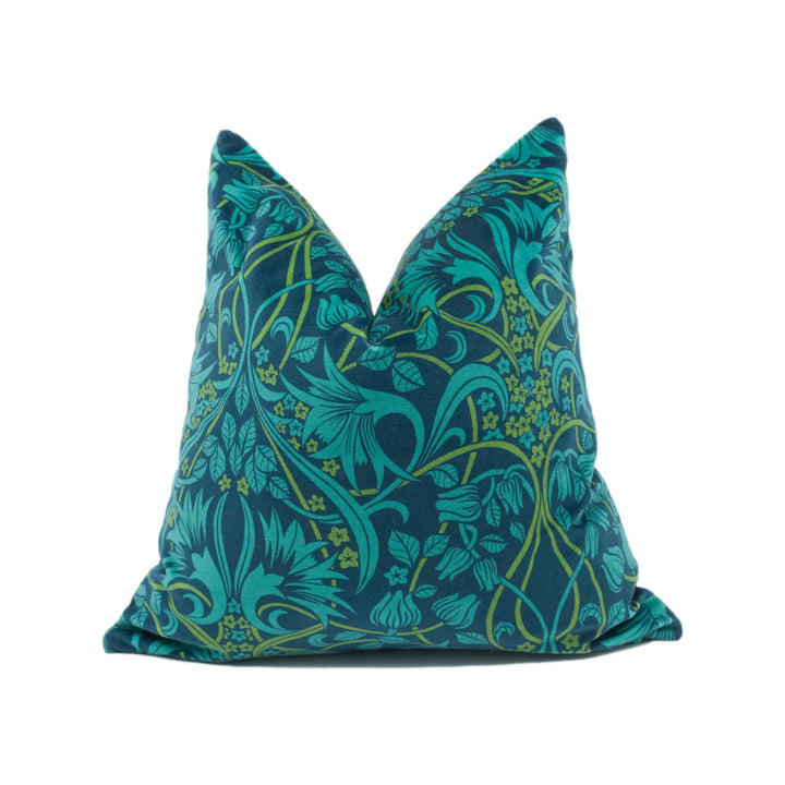 GP & J Baker - Fritillerie Velvet - Indigo / Teal - Classic Bold Scrolling Vine Cushion Cover - Handmade Throw Pillow - Designer Home Décor.