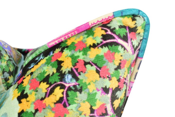 Manuel Canovas - Leyla Velours - Brun - Vibrant Cluttercore Maximalist Velvet Designer Cushion Cover - Bohemian Throw Pillow - Handmade Home.
