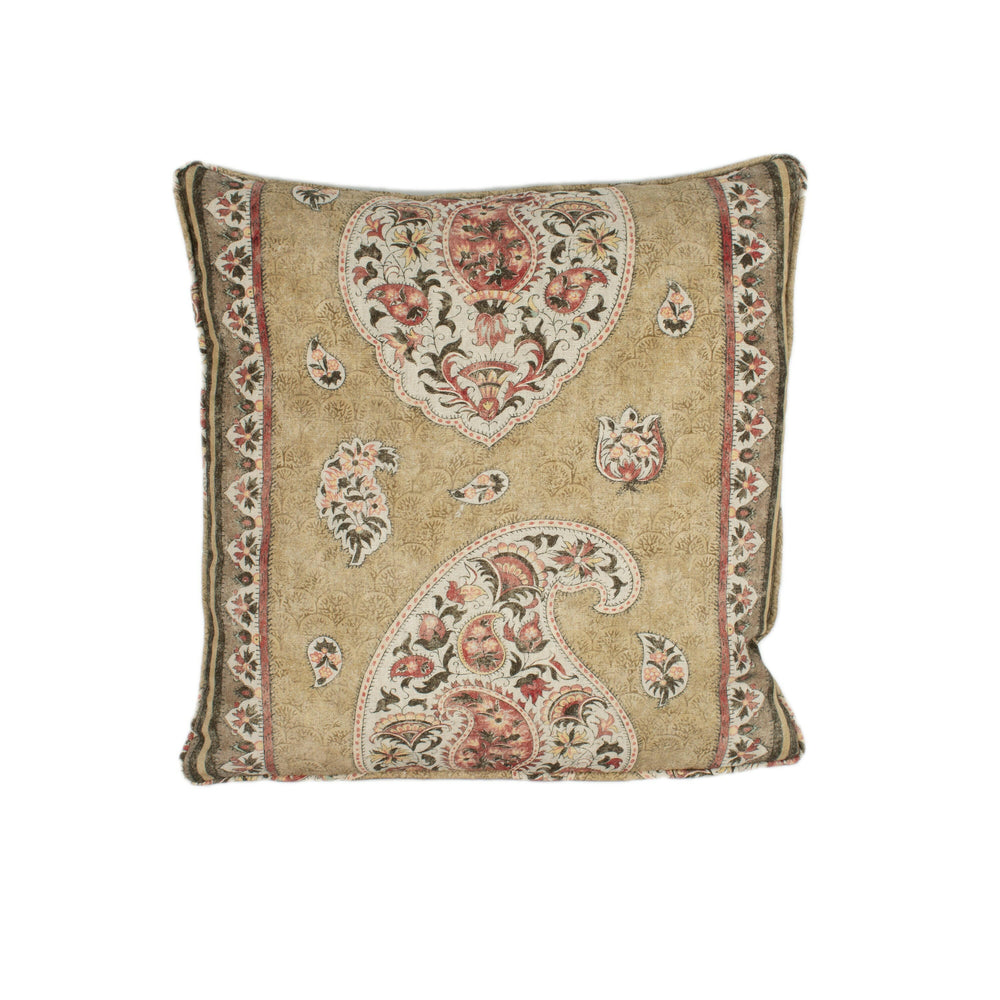 GP & J Baker - Coromandel - Tobacco - Intricately Detailed Kashmir Paisley Designer Cushion Cover - Luxury Throw Pillow - Handmade Home Deco.