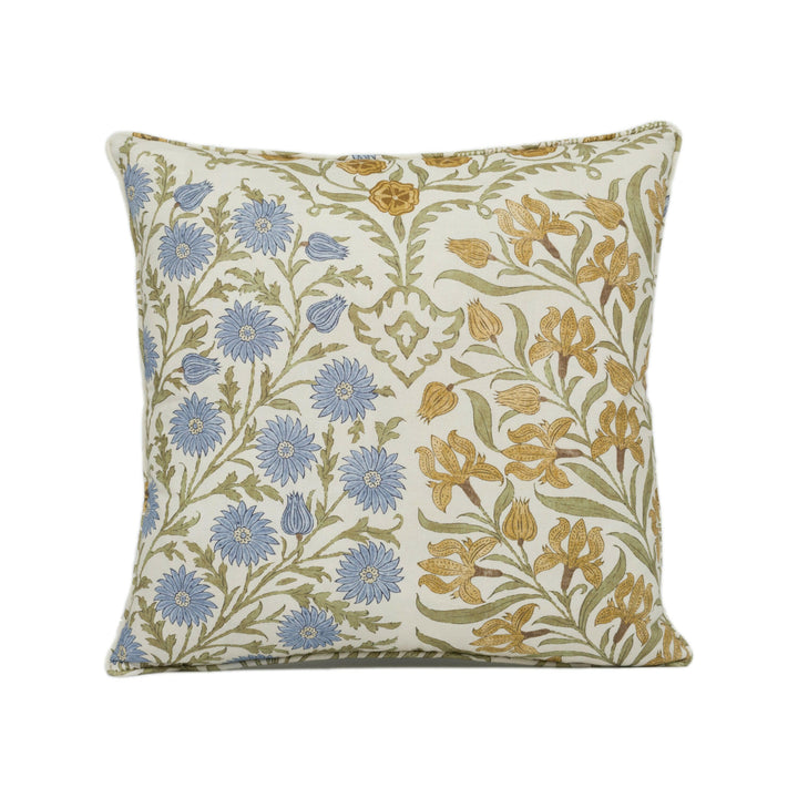 Oscar De La Renta for Lee Jofa - Sameera - Sapphire / Gold - Exotic Floral Cushion Cover - Self Piped Throw Pillow - Designer Home Décor.