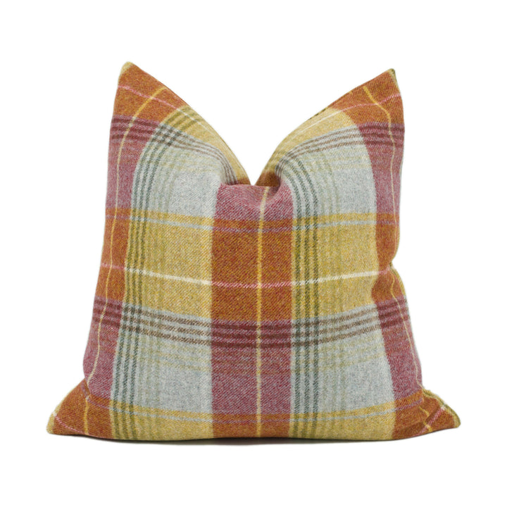Jim Dickens - Carousel Check - Fireclay - Pure Wool Tartan Plaid Check Cushion Cover - Handmade Throw Pillow - Designer Home Décor.