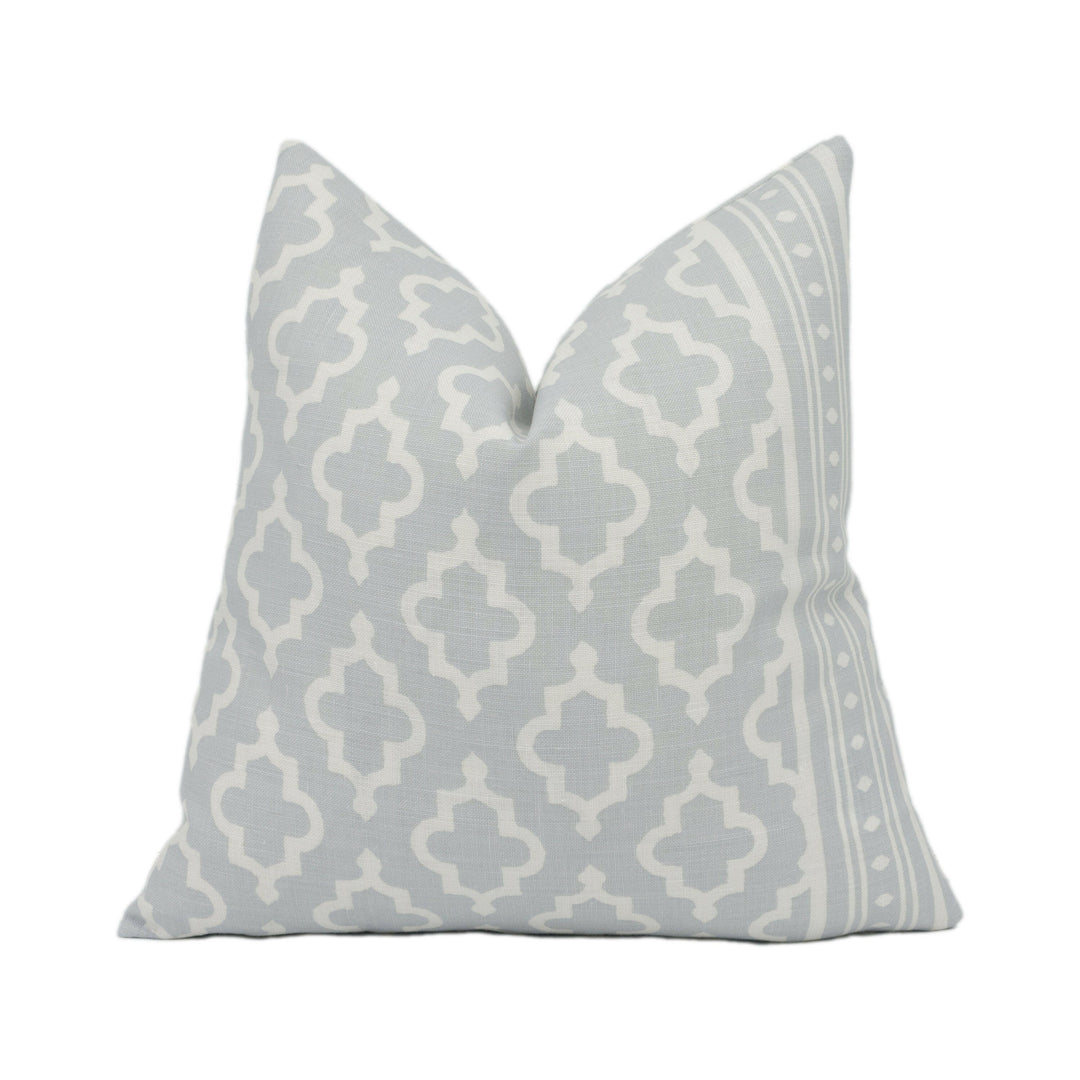Schumacher - Jake - Orpington Blue - Moroccan Inspired Geometric Cushion Cover Handmade Throw Pillow Designer Home Décor.