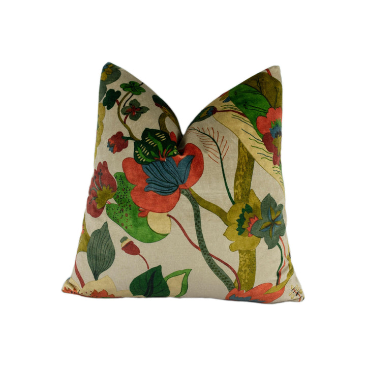 GP & J Baker - California Velvet - Red / Cream - Sumptuous Floral Botanical Designer Cushion Cover - Luxury Throw Pillow - Handmade Home.