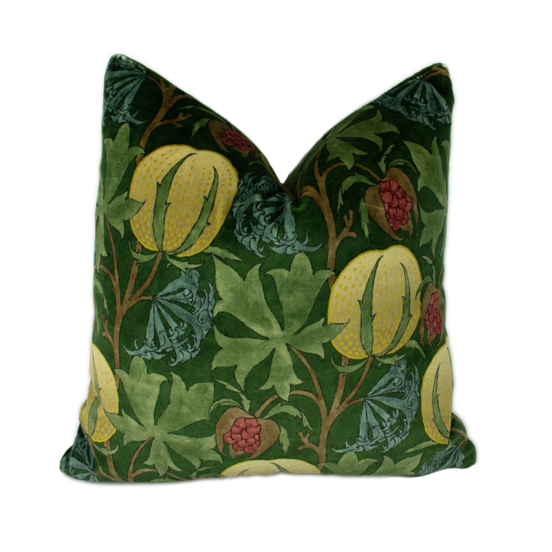 GP and J Baker - Pumpkins - Green / Terracotta - Inspired 20th Century Archival Bloc Print Designer Cushion Cover - Luxury Throw Pillow.