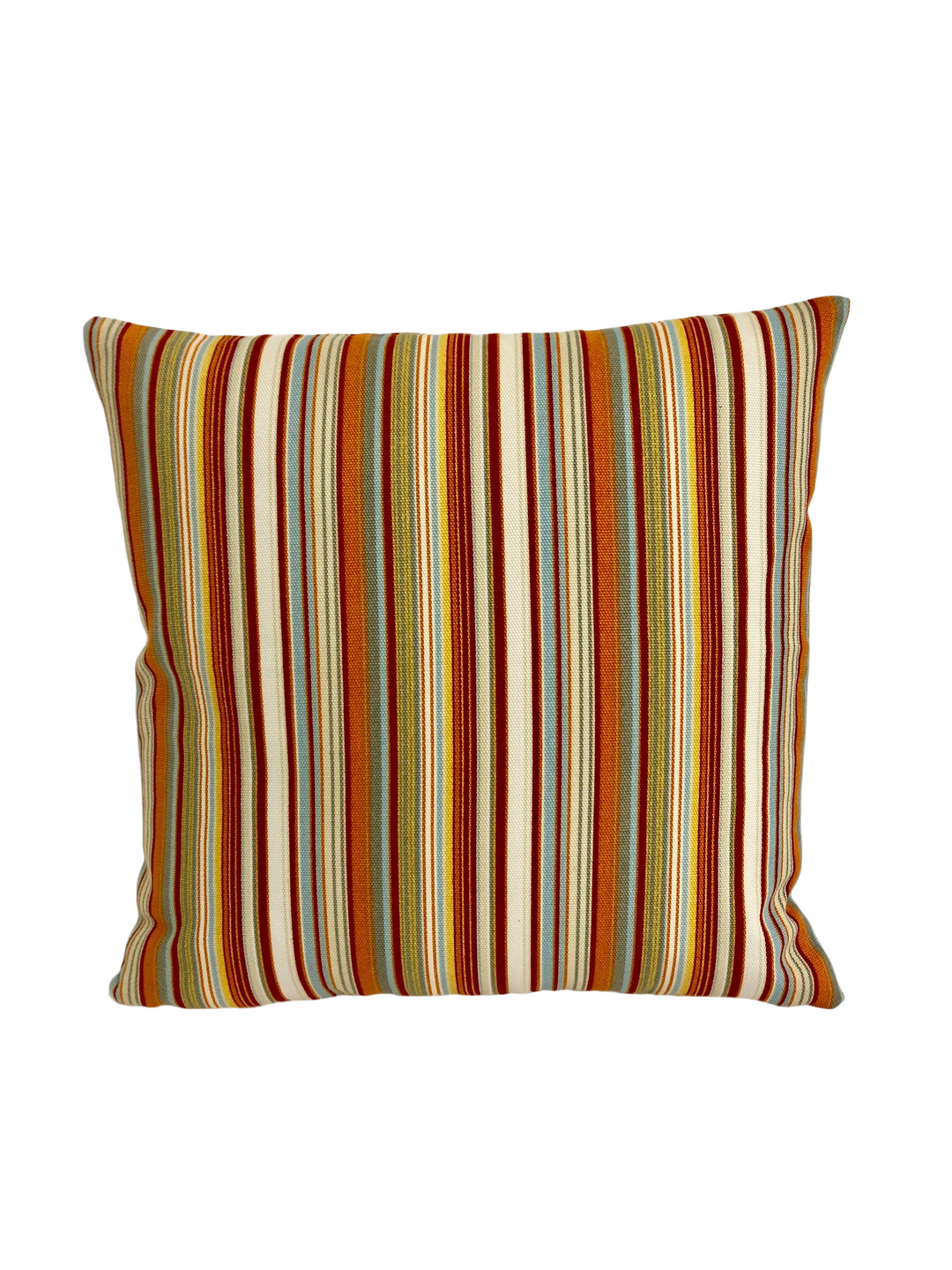 Scion - Strata - Powder Blue / Tangerine Spice / Neutral - Upbeat Zesty Striped Cushion Cover Handmade Throw Pillow Designer Home Decor.