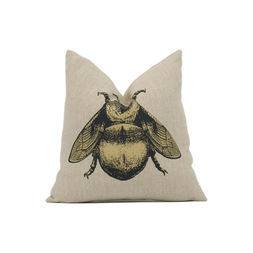 Timorous Beasties - Napoleon Bee - Black & Pale Gold - Playful Chic Bumblebee Cushion Cover - Handmade Throw Pillow - Designer Home Décor.