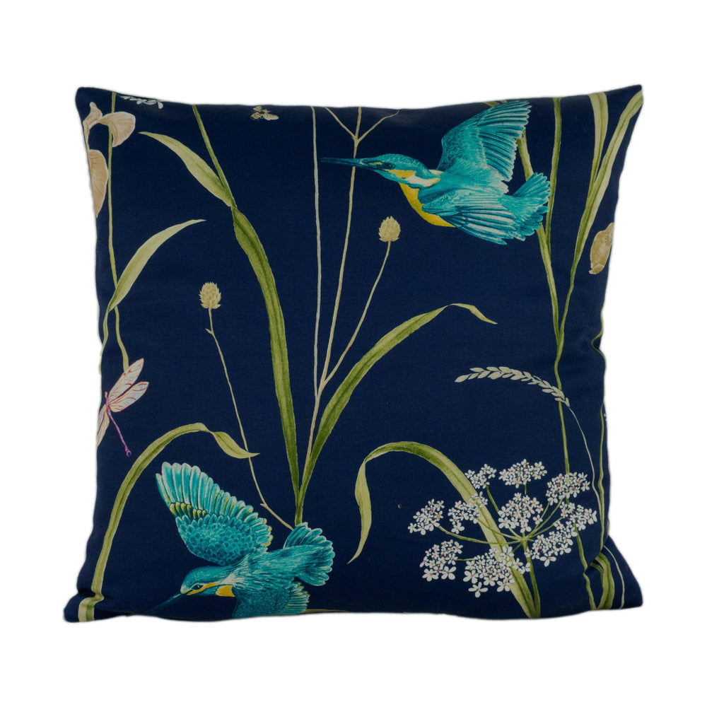 Sanderson - Kingfisher & Iris - Navy / Teal - Sateen Stunning National Trust Cushion Cover Throw Pillow Designer Home Decor.