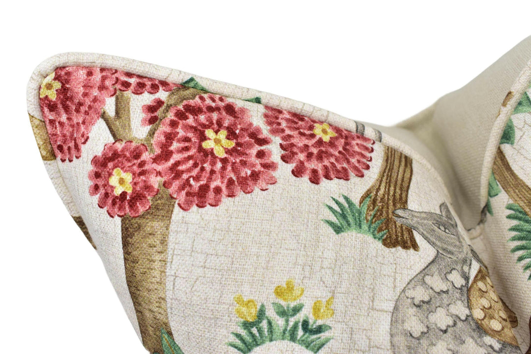 Sanderson - Pamir Garden - Cream Indigo  - Persian Garden Animal Oasis Designer Cushion Cover - Luxury Throw Pillow - Handmade Home Decor.