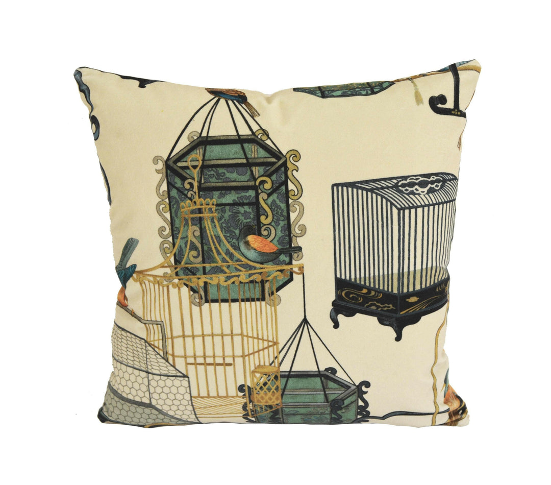G P &amp; J Baker - Menagerie Velvet - Parchment  - Opulent Cosmopolitan Marketplace Designer Velvet Cushion Cover - Luxury Handmade Throw.