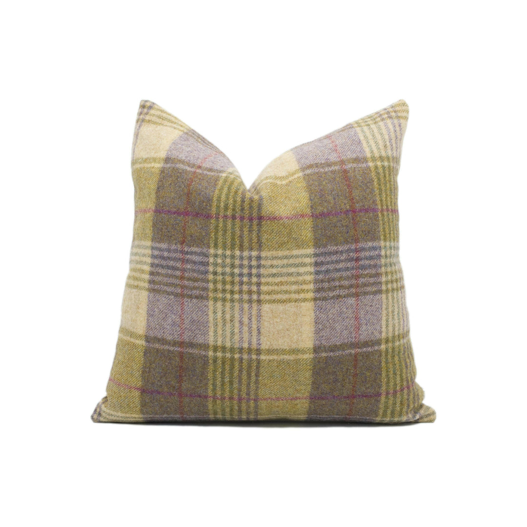 Abraham Moon - Huntingtower - Grape -  100% Wool Cushion Cover - Designer Plaid Pillow Cover - Handmade Custom Abraham Moon Pillowmade.