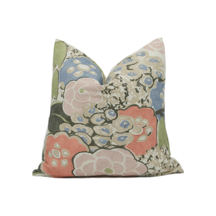 Thibaut - Anna French - Laura - Blush and Green - Bold Vintage Designer Floral Cushion Cover - Luxury Throw Pillow - Handmade Home Décor.