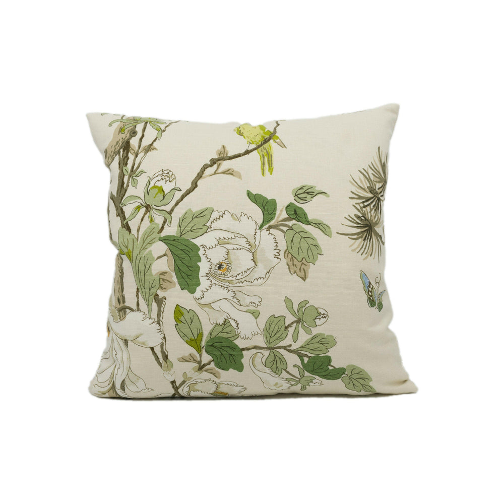 GP & J Baker - Tree Peony - Cream / Ivory / Sand - Archival Flowers and Birds Cushion Cover - Handmade Throw Pillow - Designer Home Décor.
