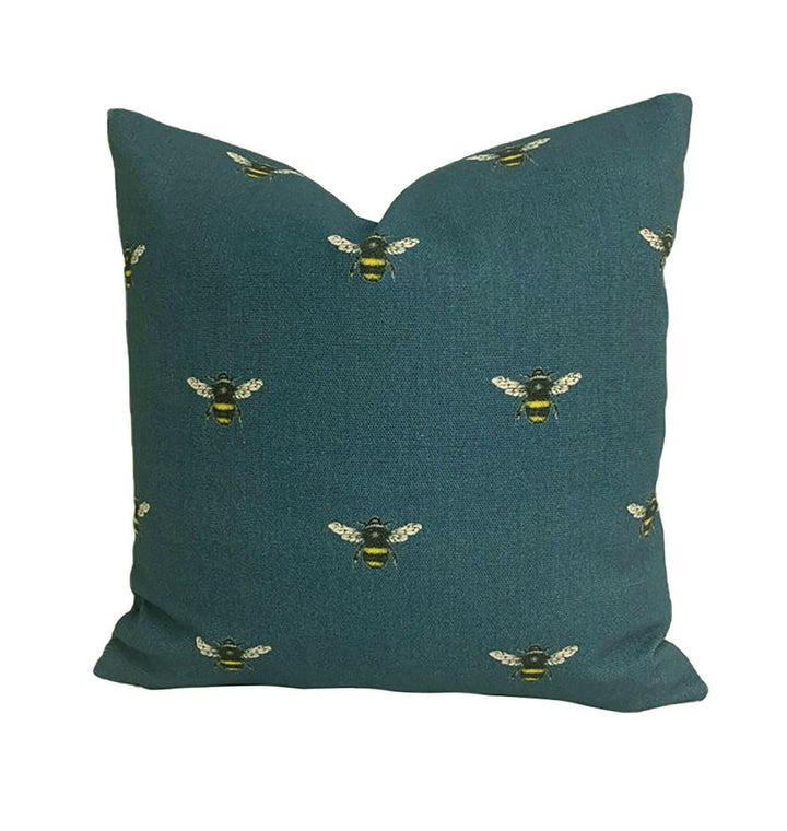 Clarke &amp; Clarke - Abeja - Teal - Cute Bee Cushion Cover Throw Pillow Designer Home Decor.