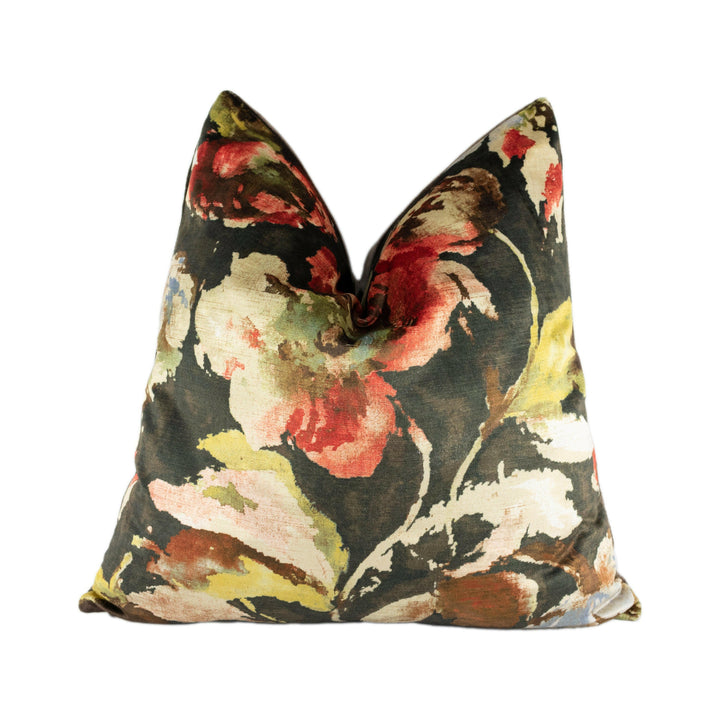 Jane Churchill - Beatrice Velvet - Charcoal / Red - Stunning Designer Cushion Cover Home Décor Throw Pillow.
