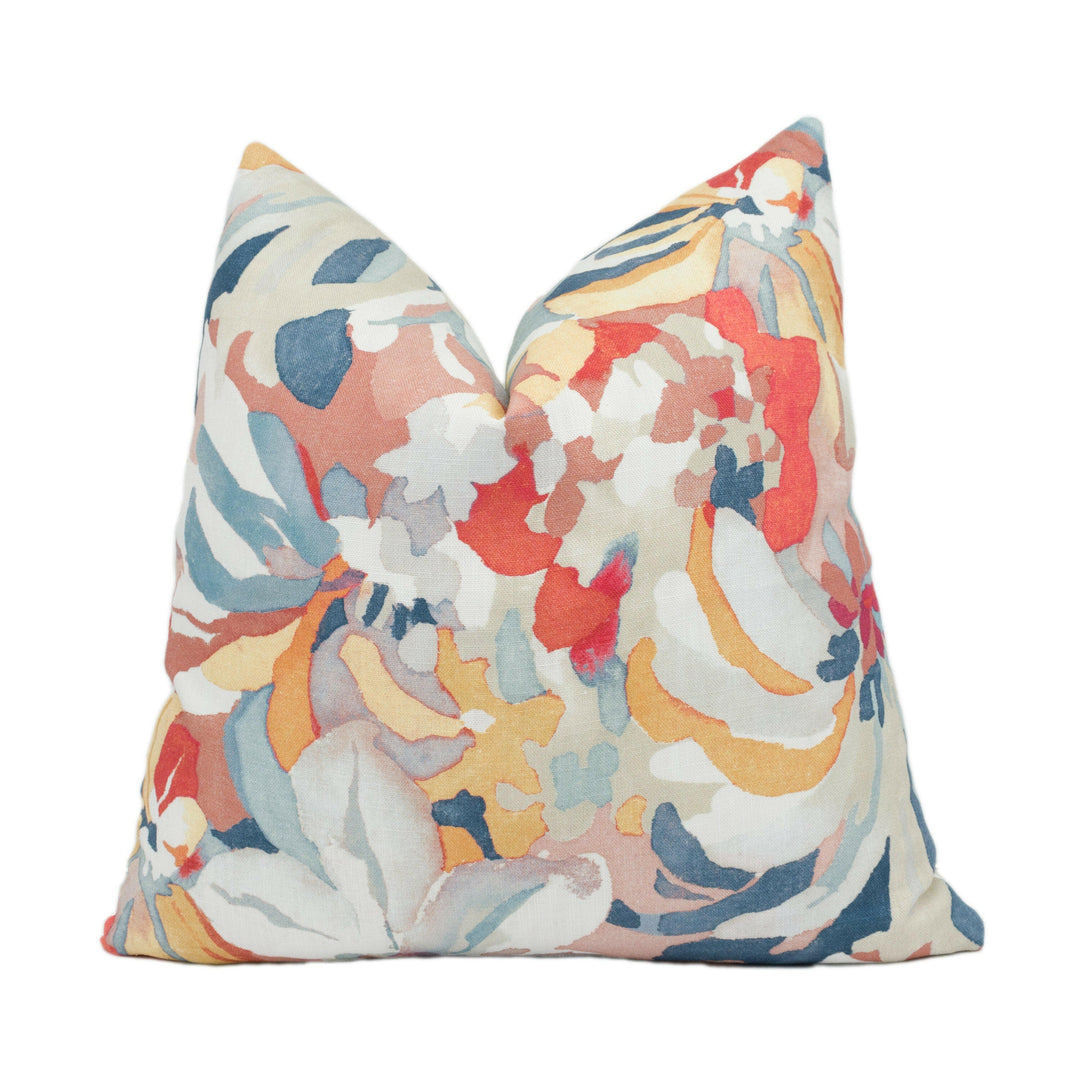 Jane Churchill - Hot House - Red / Aqua - Abstract Floral Cushion Cover - Handmade Throw Pillow - Designer Home Décor.
