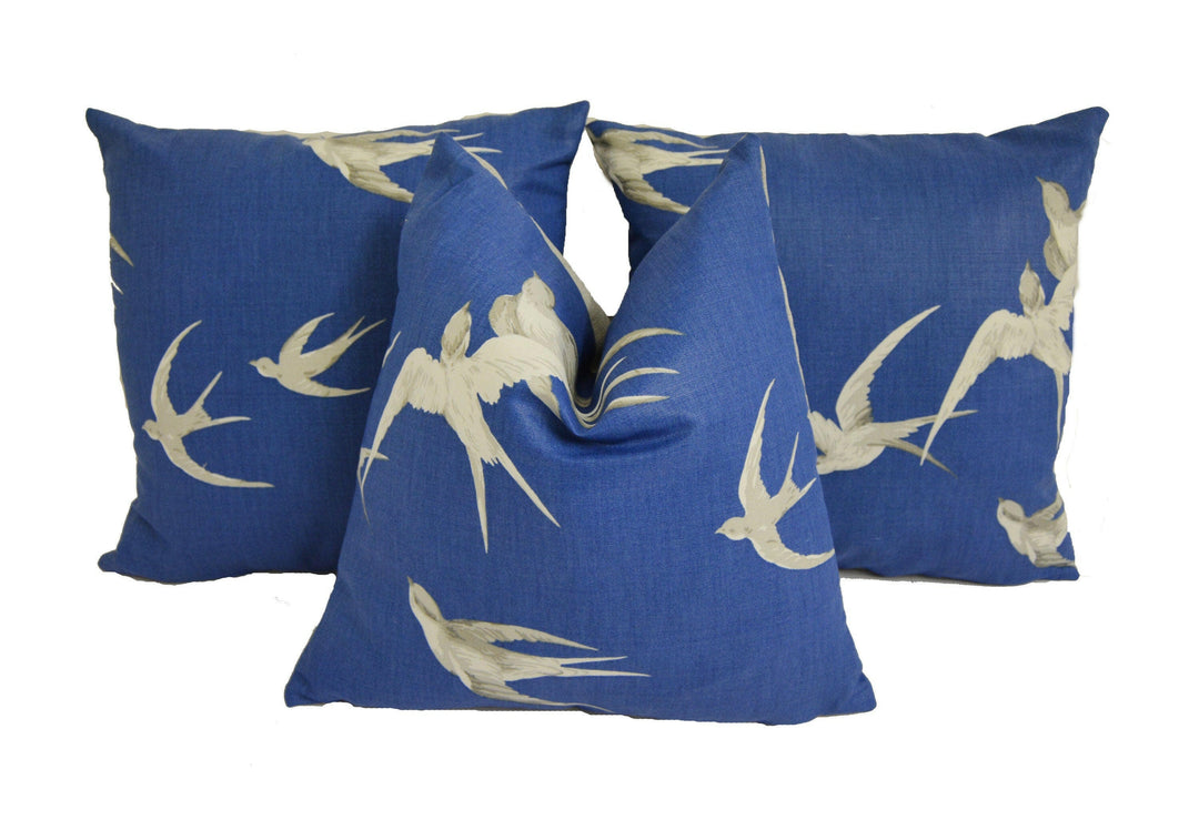 Sanderson - Swallows - Navy - Limited Edition Cushion Cover Throw Pillow Designer Home Decor.