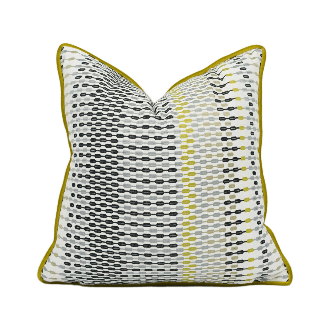 Harlequin - Array - Lime / Onyx / Charcoal - Stunning Unique Woven Fabric Contrast Piped Cushion Cover Throw Pillow Designer Home Decor.
