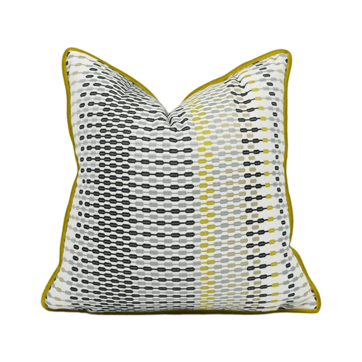 Harlequin - Array - Lime / Onyx / Charcoal - Stunning Unique Woven Fabric Contrast Piped Cushion Cover Throw Pillow Designer Home Decor.