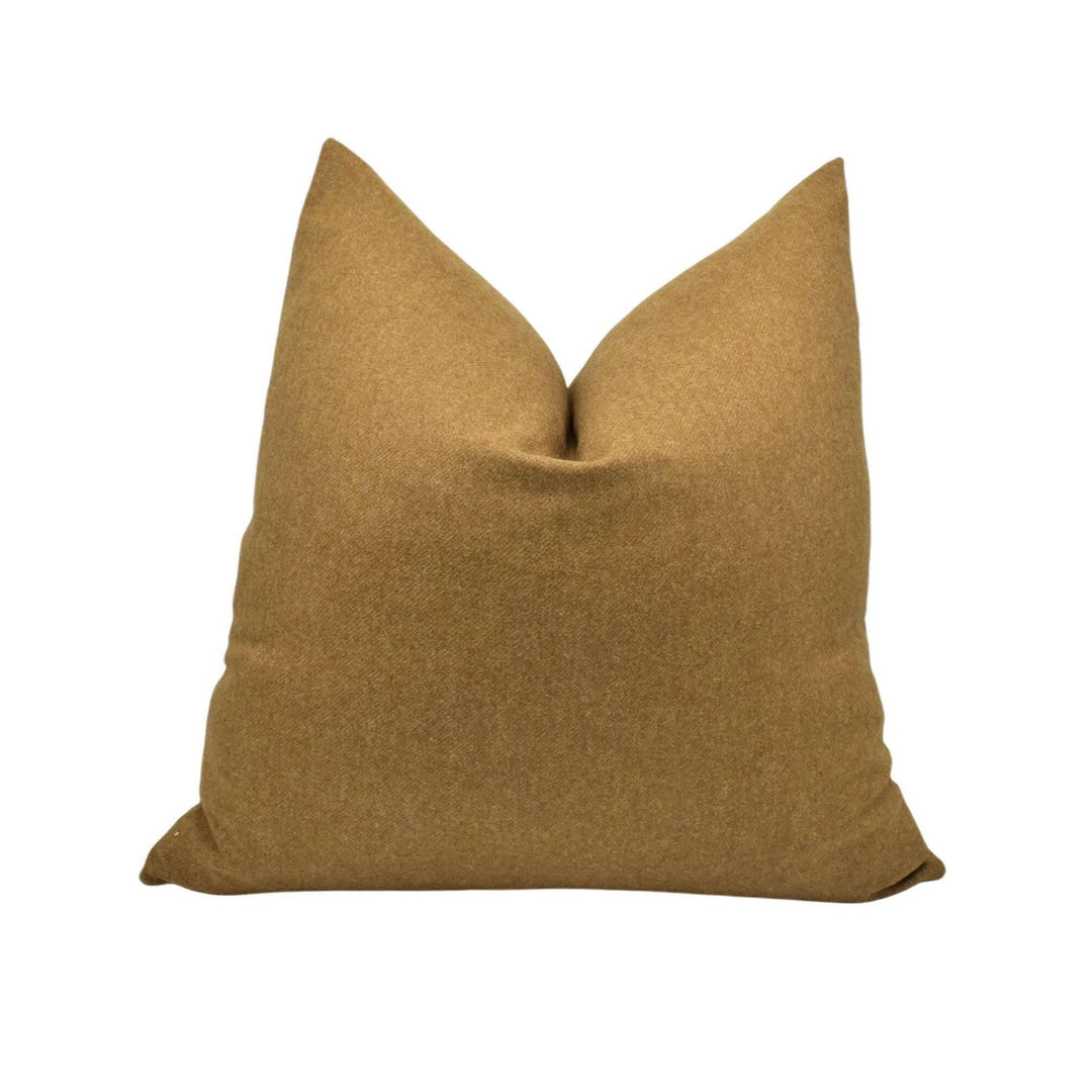 Abraham Moon - Earth - Camel - 100% Wool Cushion Cover - Designer Plaid Pillow Cover - Handmade Custom Abraham Moon Pillow.