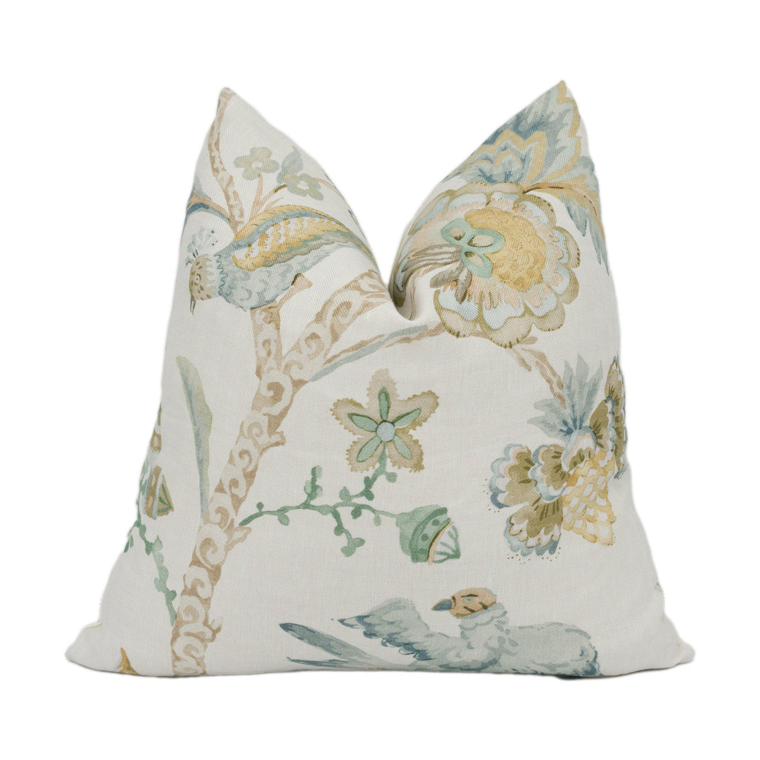 Colefax and Fowler - Belvedere - Old Blue - Painterly Tree of Life Designer Cushion Cover - Handmade Throw Pillow Luxury Home Decor.