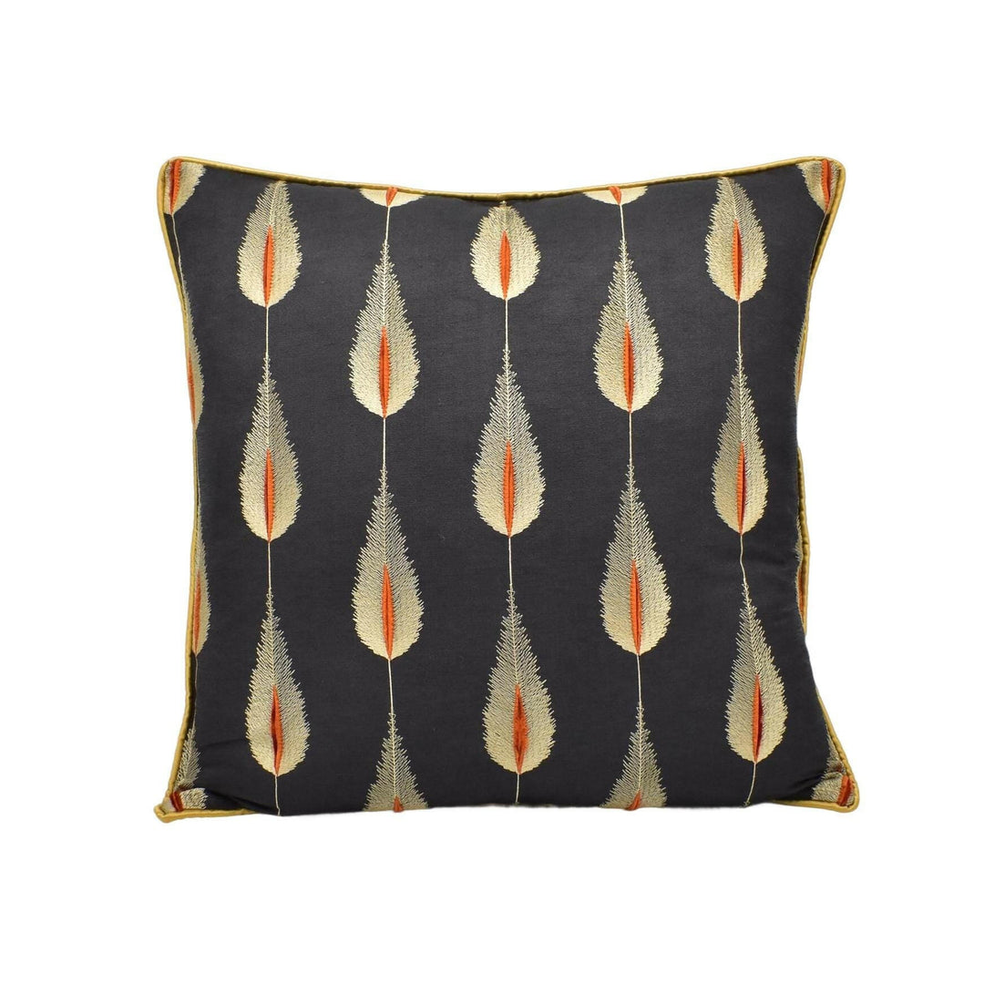 Jane Churchill - Colefax & Fowler - Plato - Charcoal - Opulent Gold Feather Motif Designer Cushion Cover - Luxury Handmade Throw Pillow Home.