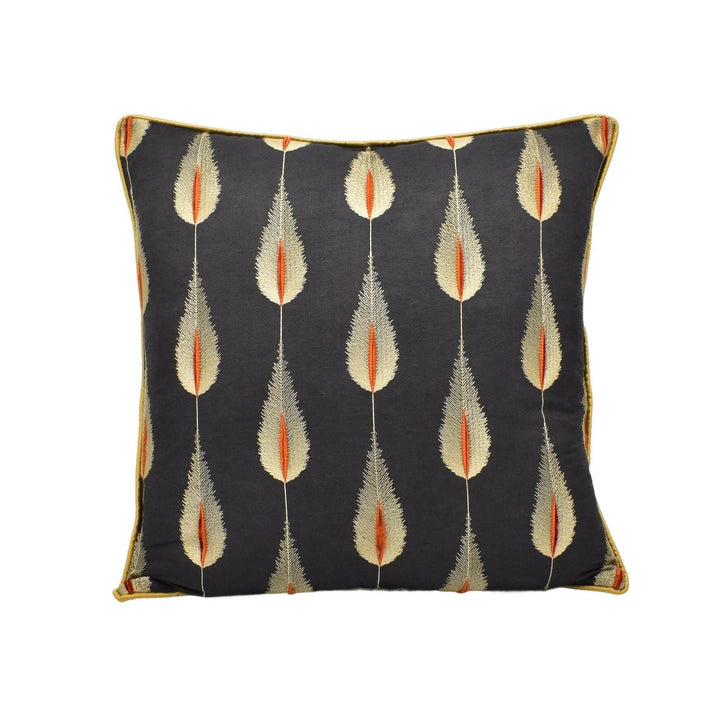 Jane Churchill - Colefax & Fowler - Plato - Charcoal - Opulent Gold Feather Motif Designer Cushion Cover - Luxury Handmade Throw Pillow Home.