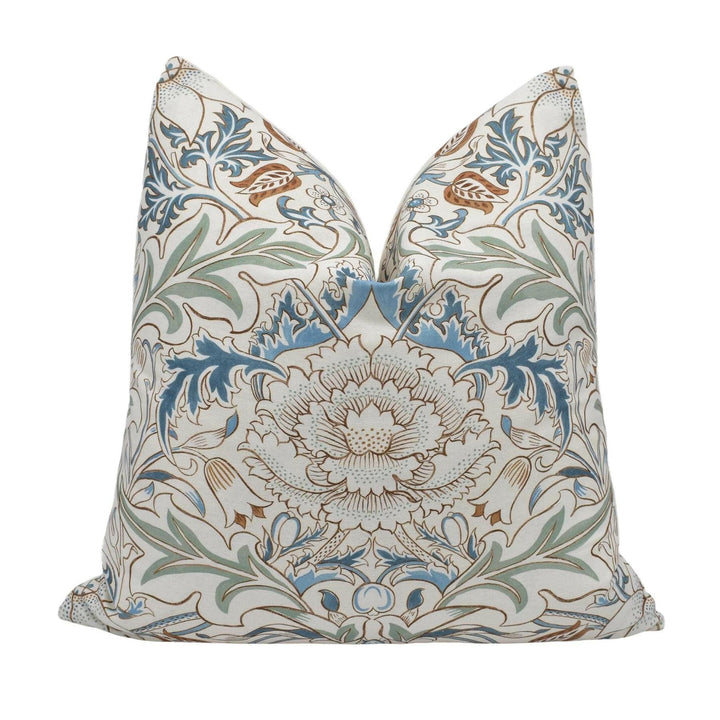 William Morris - Simply Severn - Bayleaf / Annatto - Elegant Acanthus Floral Damask Designer Cushion Cover - Luxury Throw Pillow - Handmade.