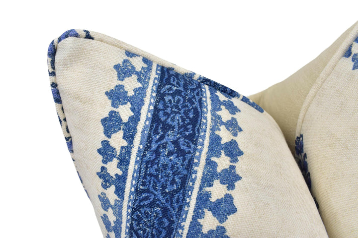Thibaut - Chappana - Blue and White - Indian Hindi Hand Block Print Inspired Designer Cushion Cover - Luxury Throw Pillow - Handmade Home.