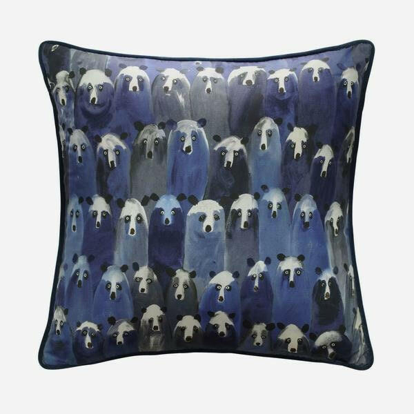 Holly Frean x Andrew Martin - Theatre - Midnight - Quirky Mischievous Bear Designer Cushion Cover - Luxury Throw Pillow - Handmade Home.