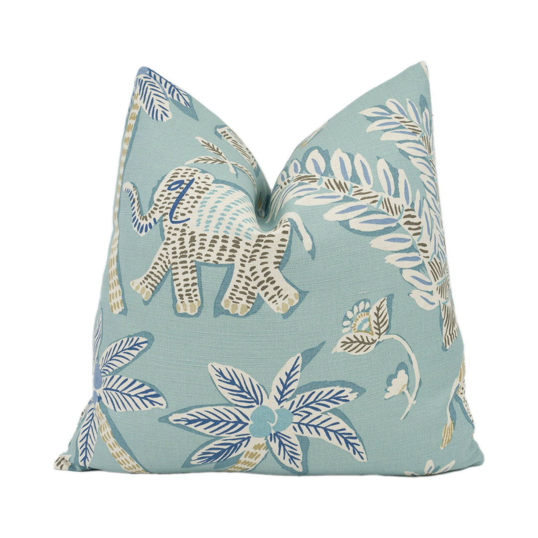 Thibaut - Goa - Teal - Primitive Cave Drawing Inspired Designer Cushion Cover - Luxury Home Decor - Handmade Home Decor.